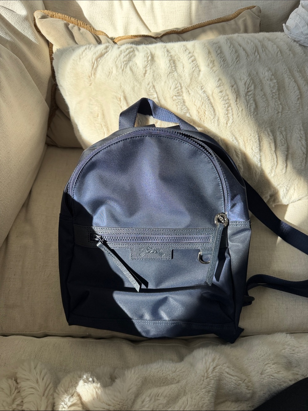Longchamp Navy and Black Small Nylon Backpack